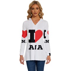 I Love Anna Long Sleeve Drawstring Hooded Top by ilovewhateva
