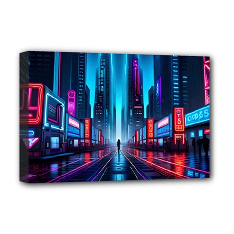 City People Cyberpunk Deluxe Canvas 18  x 12  (Stretched)