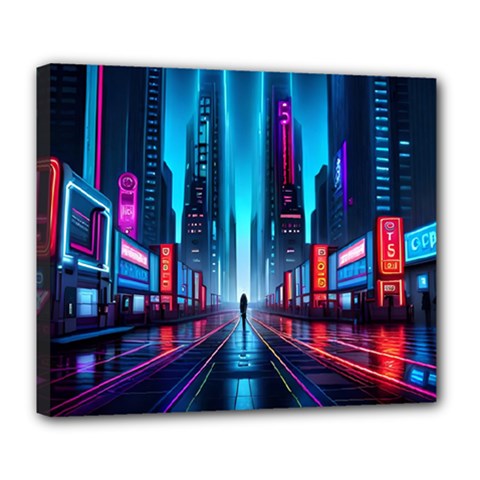 City People Cyberpunk Deluxe Canvas 24  x 20  (Stretched)