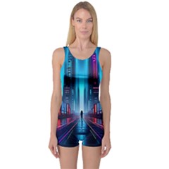 City People Cyberpunk One Piece Boyleg Swimsuit