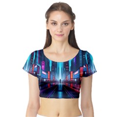 City People Cyberpunk Short Sleeve Crop Top