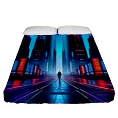 City People Cyberpunk Fitted Sheet (Queen Size)