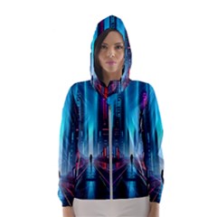 City People Cyberpunk Women s Hooded Windbreaker