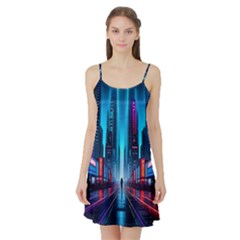 City People Cyberpunk Satin Night Slip