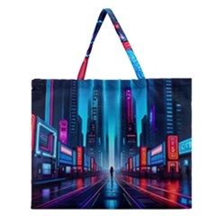 City People Cyberpunk Zipper Large Tote Bag