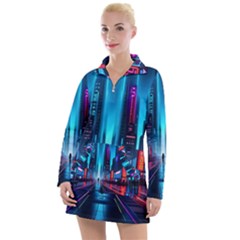 City People Cyberpunk Women s Long Sleeve Casual Dress