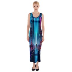 City People Cyberpunk Fitted Maxi Dress