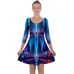 City People Cyberpunk Quarter Sleeve Skater Dress