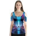 City People Cyberpunk Butterfly Sleeve Cutout Tee  View1