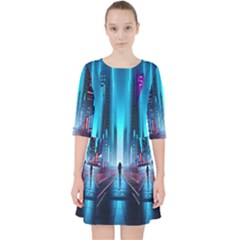 City People Cyberpunk Quarter Sleeve Pocket Dress