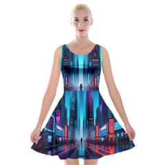 City People Cyberpunk Velvet Skater Dress