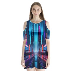 City People Cyberpunk Shoulder Cutout Velvet One Piece