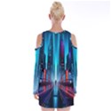 City People Cyberpunk Velvet Long Sleeve Shoulder Cutout Dress View2