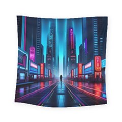 City People Cyberpunk Square Tapestry (small) by Jancukart