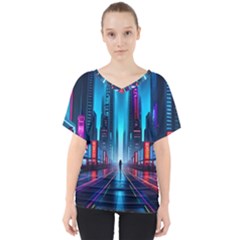 City People Cyberpunk V-Neck Dolman Drape Top