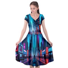 City People Cyberpunk Cap Sleeve Wrap Front Dress