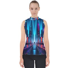 City People Cyberpunk Mock Neck Shell Top