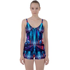 City People Cyberpunk Tie Front Two Piece Tankini