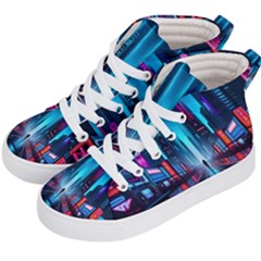 City People Cyberpunk Kids  Hi-top Skate Sneakers by Jancukart