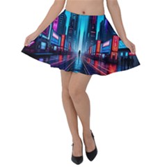 City People Cyberpunk Velvet Skater Skirt