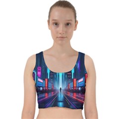 City People Cyberpunk Velvet Racer Back Crop Top