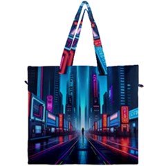 City People Cyberpunk Canvas Travel Bag by Jancukart