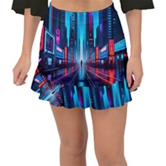 City People Cyberpunk Fishtail Mini Chiffon Skirt