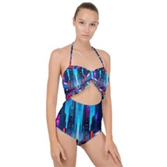 City People Cyberpunk Scallop Top Cut Out Swimsuit