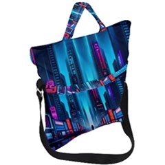 City People Cyberpunk Fold Over Handle Tote Bag