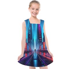 City People Cyberpunk Kids  Cross Back Dress