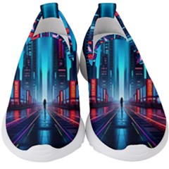 City People Cyberpunk Kids  Slip On Sneakers by Jancukart