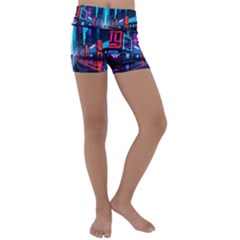 City People Cyberpunk Kids  Lightweight Velour Yoga Shorts