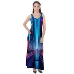 City People Cyberpunk Sleeveless Velour Maxi Dress