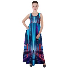 City People Cyberpunk Empire Waist Velour Maxi Dress