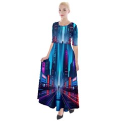 City People Cyberpunk Half Sleeves Maxi Dress