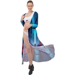 City People Cyberpunk Maxi Chiffon Beach Wrap