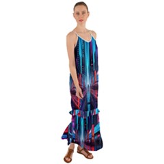 City People Cyberpunk Cami Maxi Ruffle Chiffon Dress