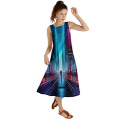 City People Cyberpunk Summer Maxi Dress by Jancukart