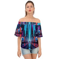 City People Cyberpunk Off Shoulder Short Sleeve Top