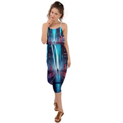 City People Cyberpunk Waist Tie Cover Up Chiffon Dress