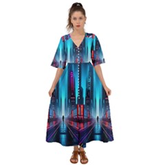 City People Cyberpunk Kimono Sleeve Boho Dress