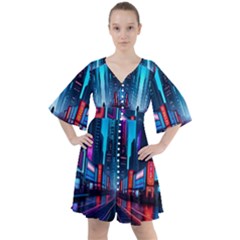 City People Cyberpunk Boho Button Up Dress