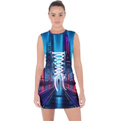 City People Cyberpunk Lace Up Front Bodycon Dress