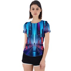 City People Cyberpunk Back Cut Out Sport Tee