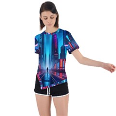 City People Cyberpunk Asymmetrical Short Sleeve Sports Tee