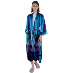 City People Cyberpunk Maxi Satin Kimono