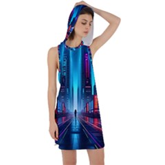 City People Cyberpunk Racer Back Hoodie Dress