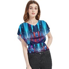 City People Cyberpunk Butterfly Chiffon Blouse