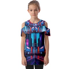 City People Cyberpunk Fold Over Open Sleeve Top