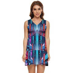 City People Cyberpunk Tiered Sleeveless Mini Dress